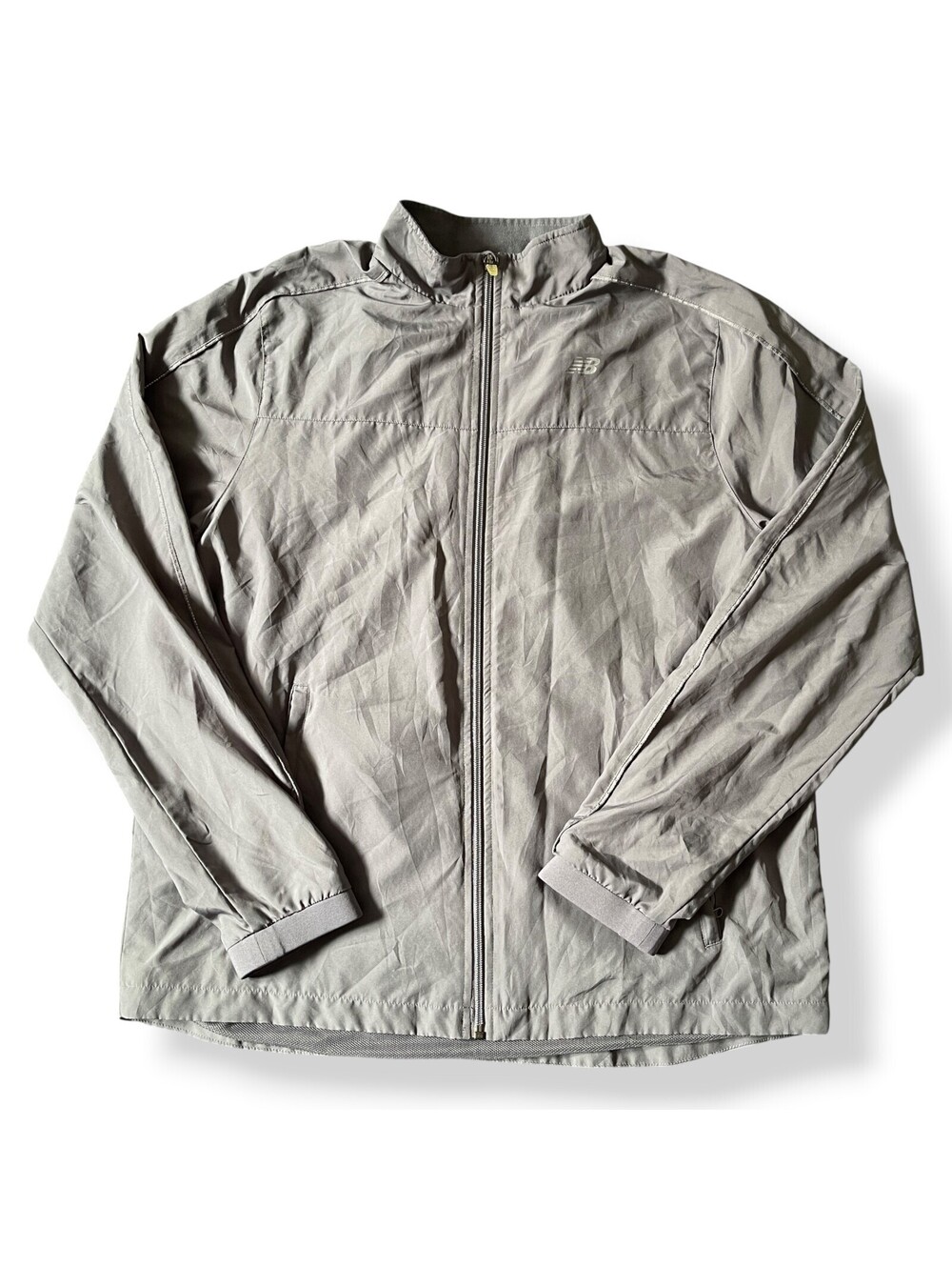 New Balance Fleece-Lined Light Windbreaker Full-Zip Jacket Gray Mens Large